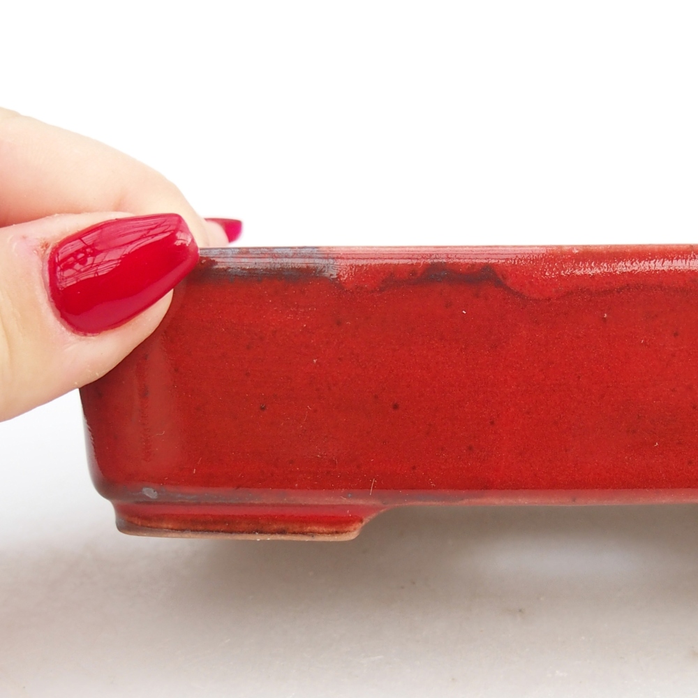 Keramická bonsajová miska 12,5 x 9,5 x 3,5 cm, farba červená