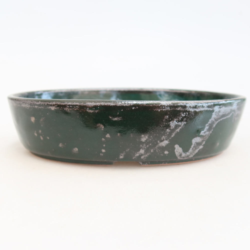 Keramická miska na bonsaje 18,5 x 13,5 x 4,5 cm, farba zelená