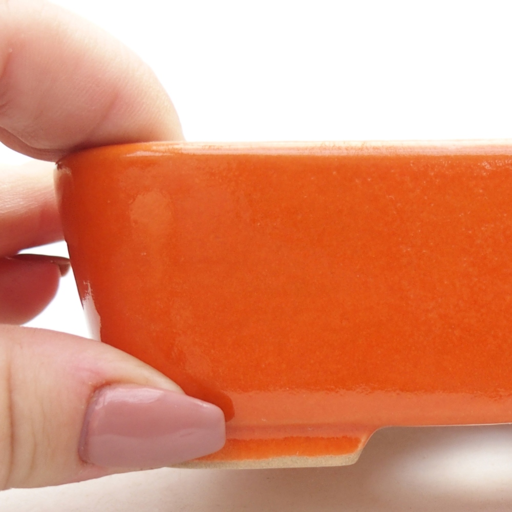 Keramická bonsajová miska 15 x 12 x 4,5 cm, farba oranžová