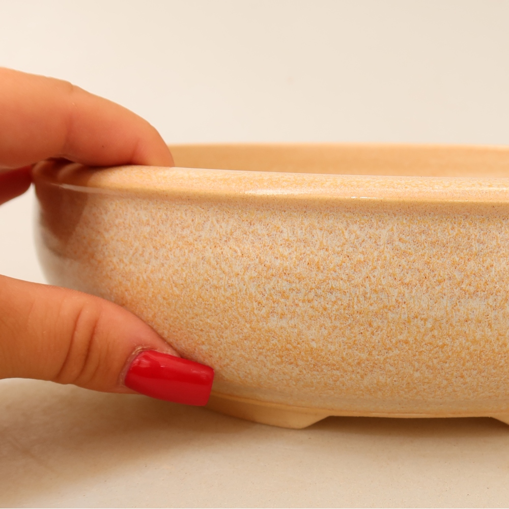 Keramická miska na bonsaje 22,5 x 22,5 x 6,5 cm, farba béžová