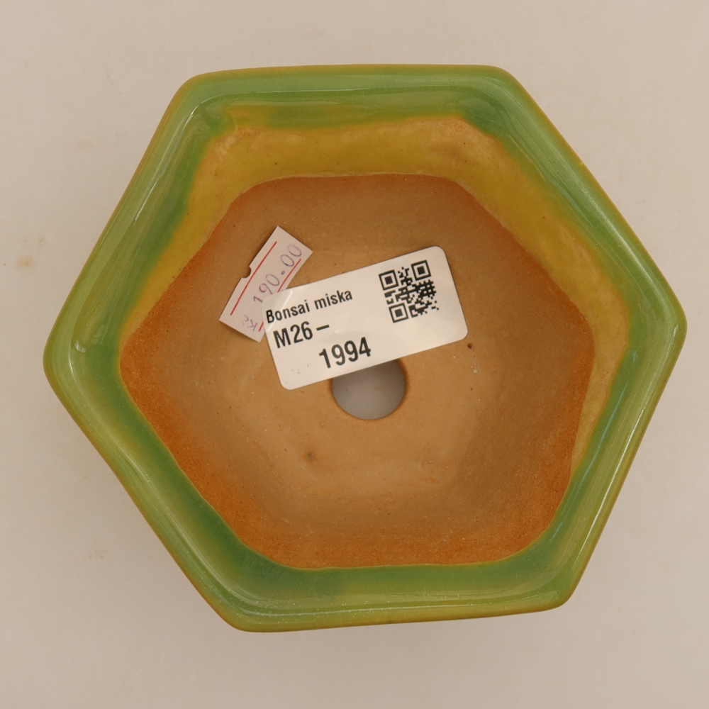Keramická miska na bonsai 10,5 x 9,5 x 5,5 cm, farba zelená
