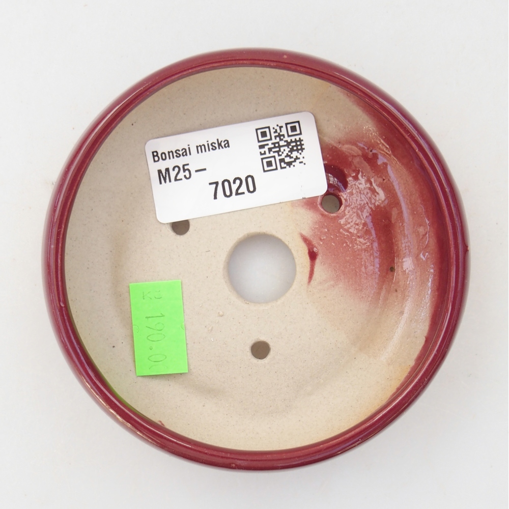 Keramická miska na bonsaje 9 x 9 x 2,5 cm, farba bordová