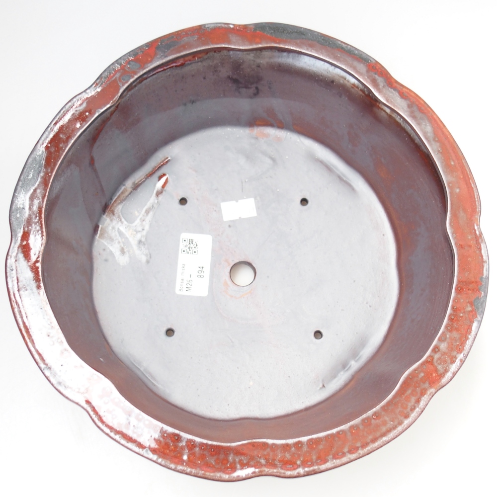 Keramická miska na bonsaje 26,5 x 26,5 x 8 cm, farba červená