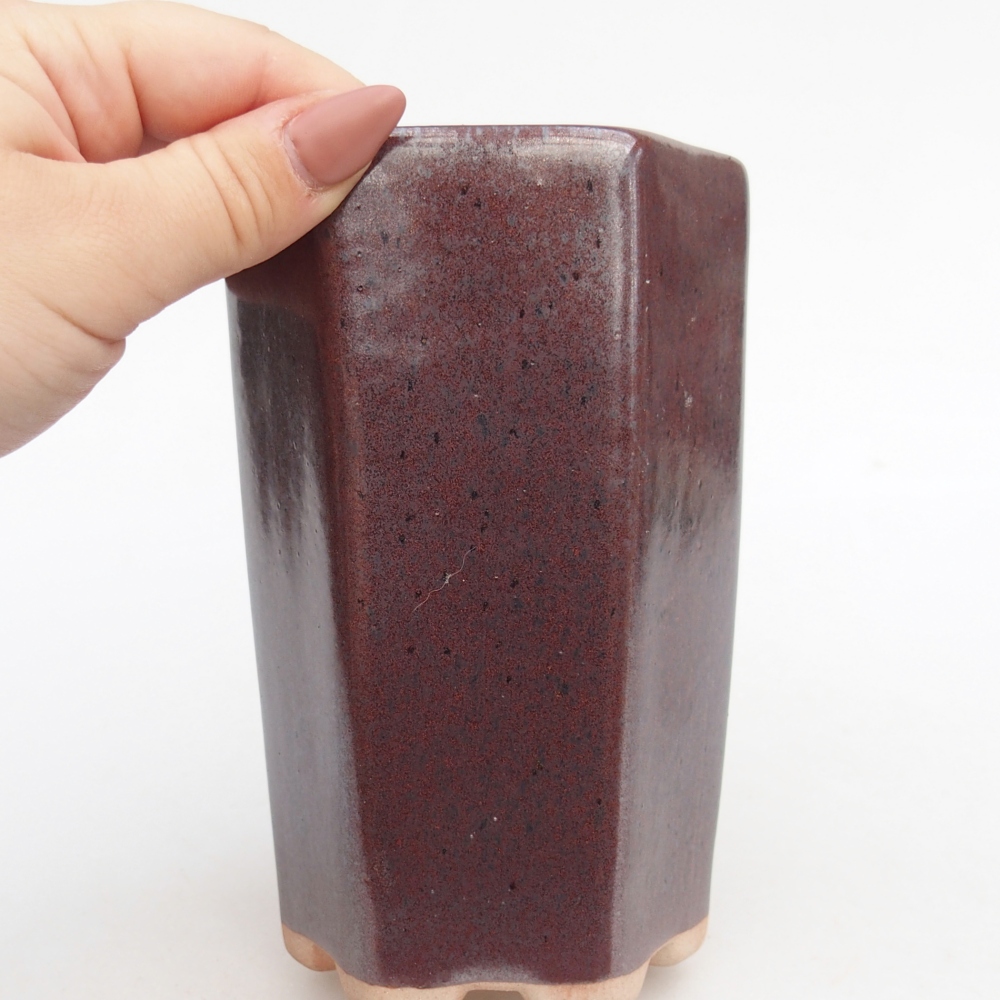 Keramická miska na bonsaje 10 x 8,5 x 14,5 cm, bordová