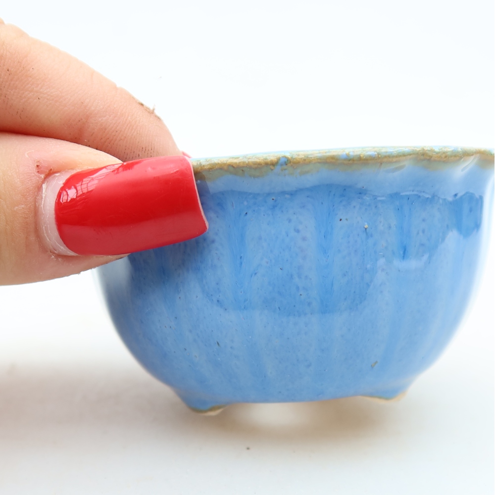 Keramická miska na bonsaje 7 x 7 x 4 cm, farba modrá