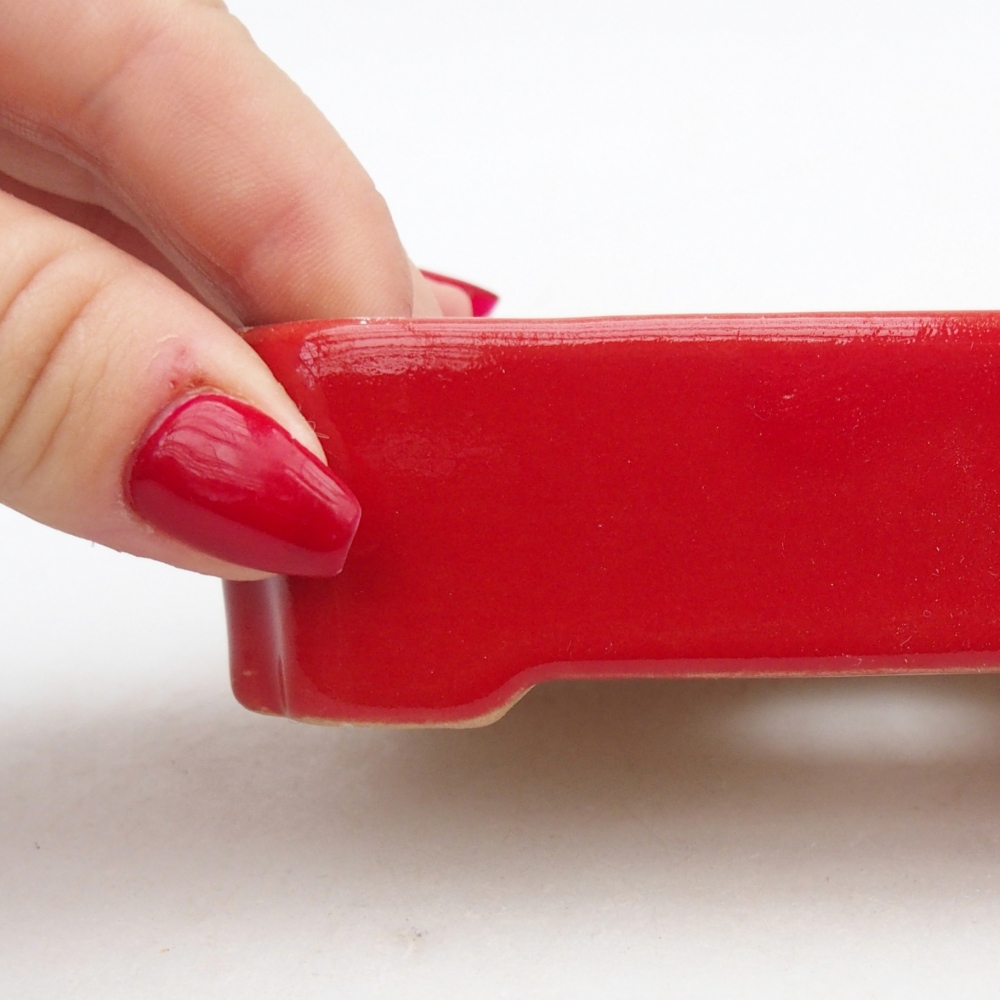 Keramická bonsajová miska 11 x 9 x 3 cm, farba červená