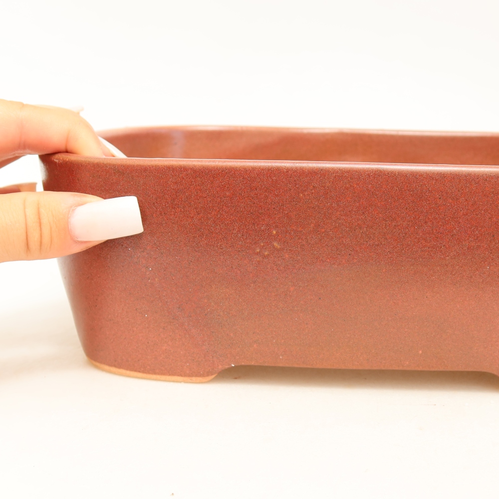 Keramická miska na bonsaje 23 x 17,5 x 7,5 cm, farba vínová