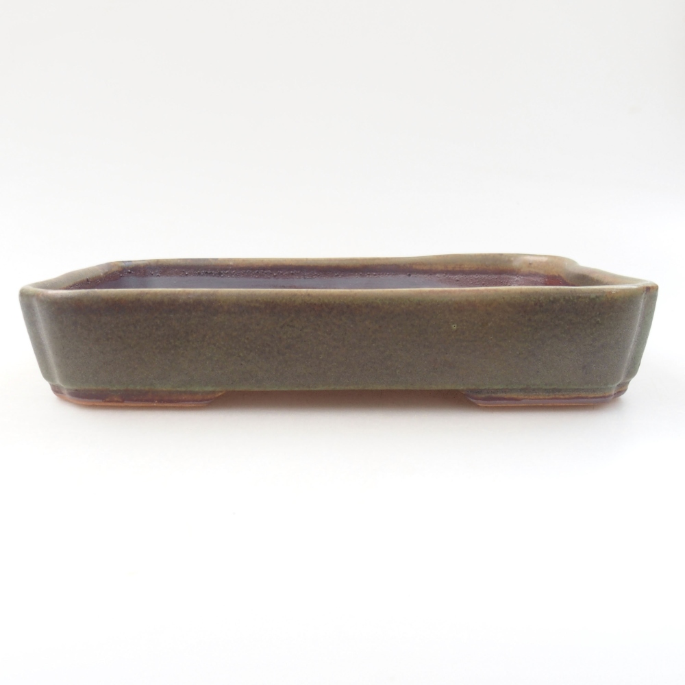 Keramická bonsai miska 18 x 13 x 3,5 cm, farba zelená
