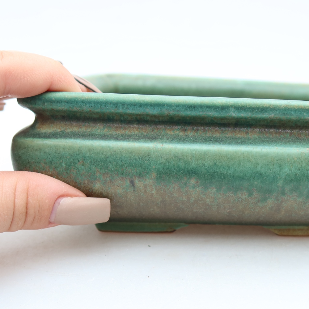 Keramická miska na bonsaje 15,5 x 15,5 x 6 cm, zelená