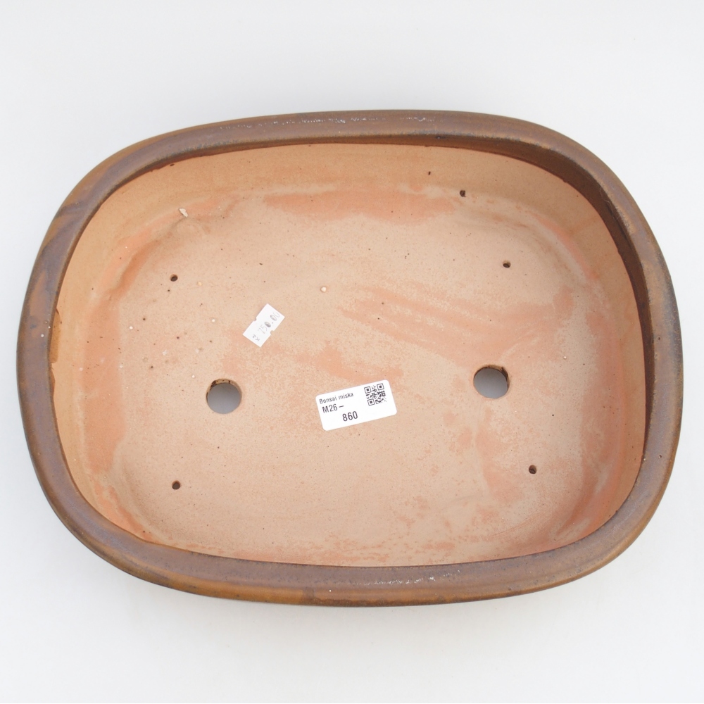 Keramická miska na bonsaje 31,5 x 25 x 8 cm, hnedá