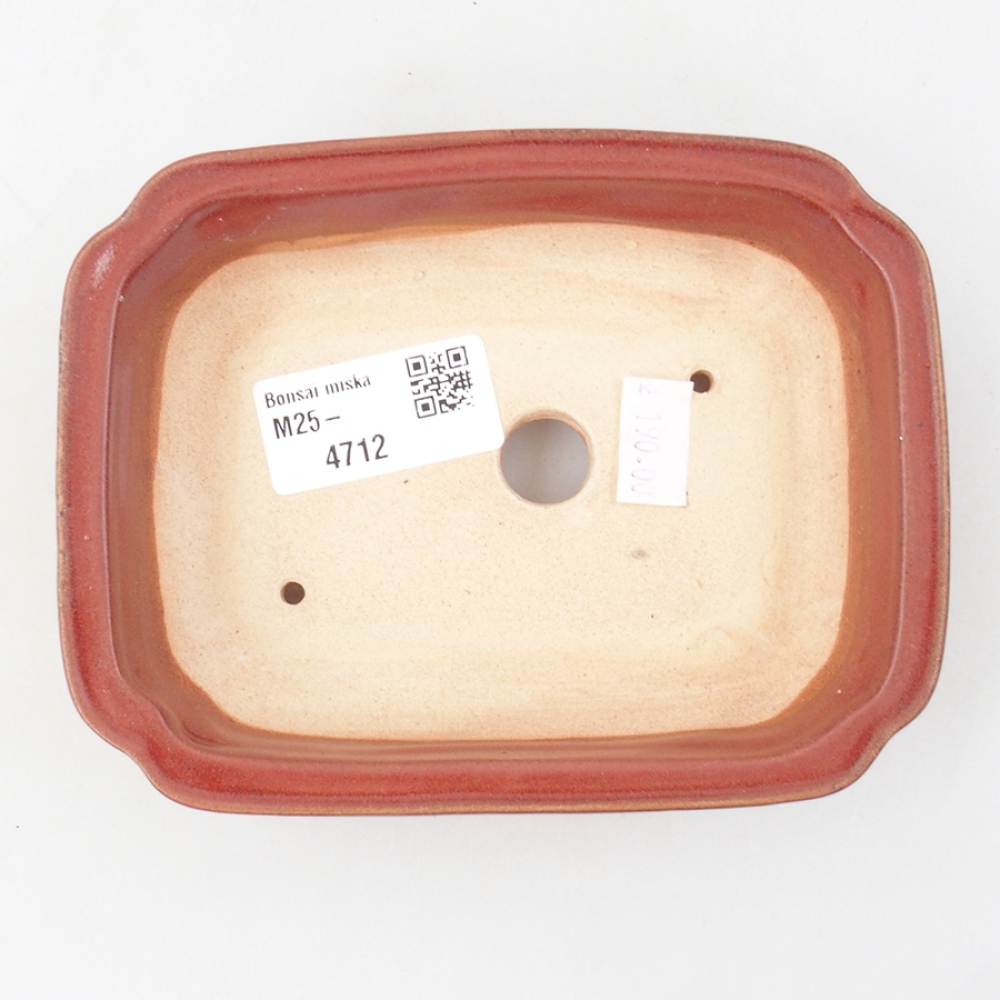 Keramická bonsai miska 14 x 11 x 4 cm, farba vínová