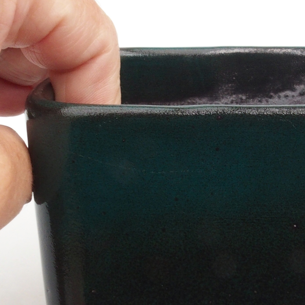 Keramická bonsai miska 10 x 10 x 8 cm, farba zelená