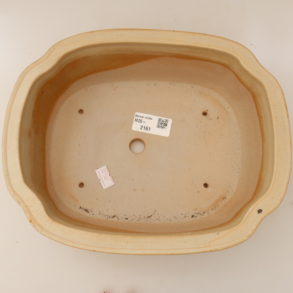 Keramická miska na bonsaje 24,5 x 21 x 7,5 cm, farba béžová