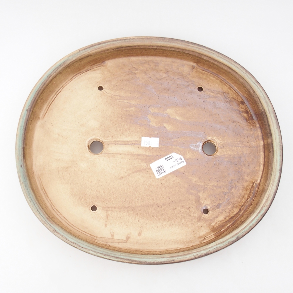 Keramická miska na bonsaje 30,5 x 27 x 4 cm, zelená