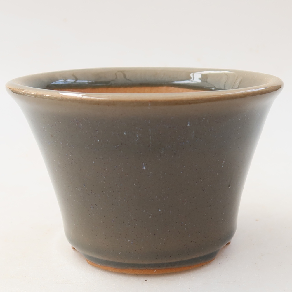 Keramická miska na bonsaje 11 x 11 x 7 cm, farba sivá