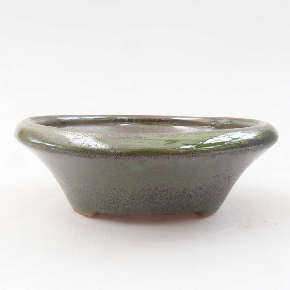 Keramická bonsai miska 13,5 x 13,5 x 5 cm, farba zelená