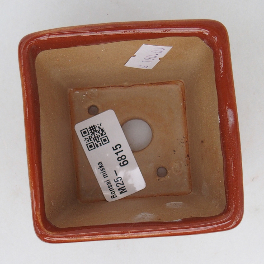 Keramická miska na bonsaje 7,5 x 7,5 x 7 cm, hnedá