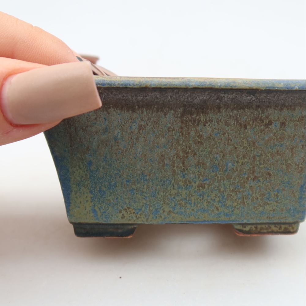 Keramická miska na bonsaje 8,5 × 6 × 4 cm, farba modrá