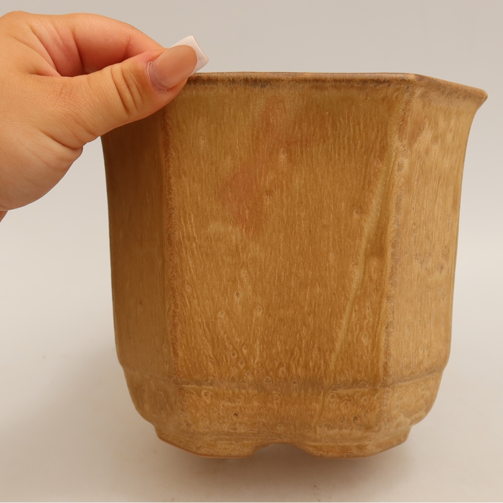 Keramická miska na bonsai 17,5 x 17,5 x 15,5 cm, farba béžová