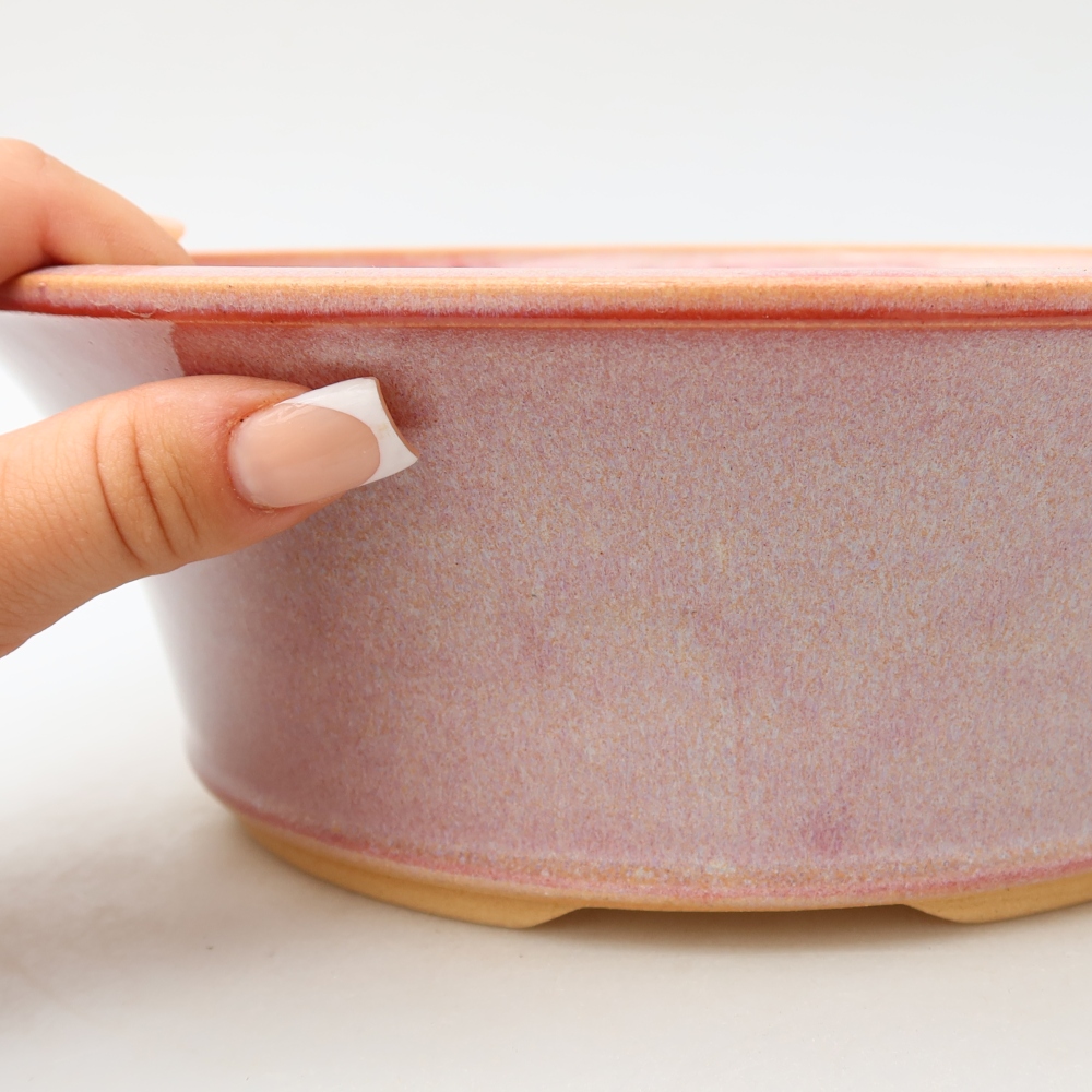 Keramická miska na bonsaje 25,5 x 25,5 x 8,5 cm, farba ružová