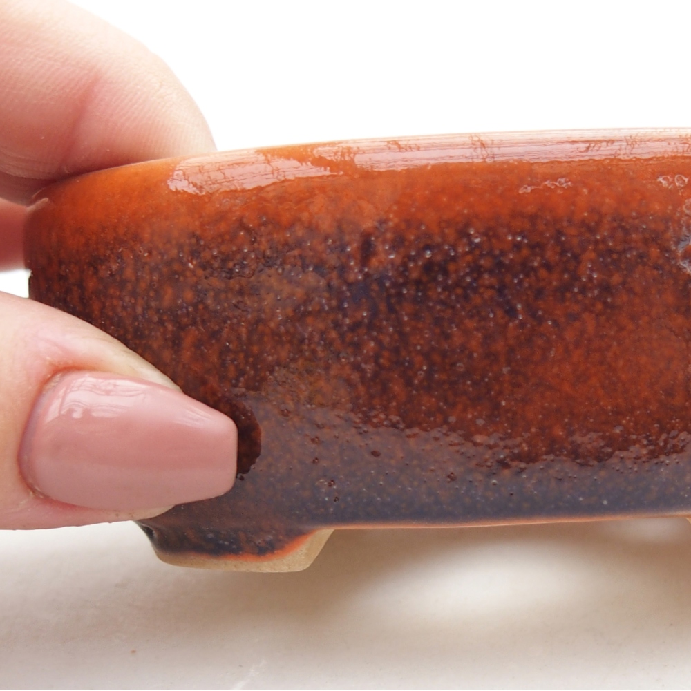 Keramická miska na bonsaje 9 x 7,5 x 3,5 cm, oranžová