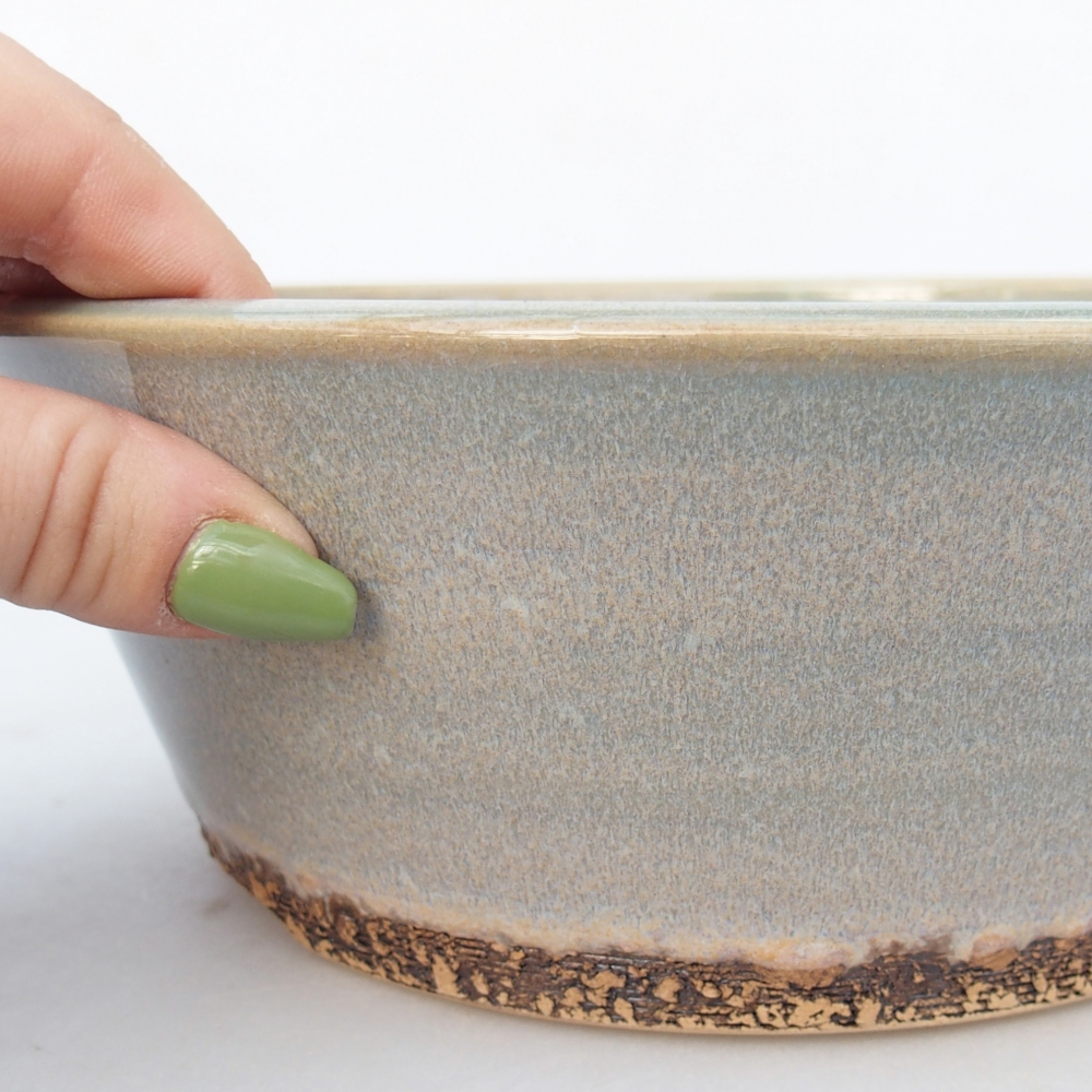 Keramická miska na bonsaje 21 x 21 x 8 cm, zelenohnedá