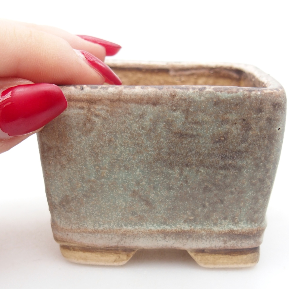 Keramická miska na bonsaje 6 x 6 x 4,5 cm, zelená