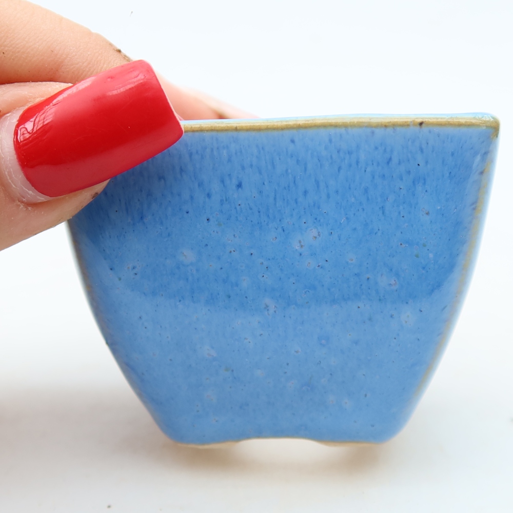 Keramická miska na bonsaje 5,5 x 5,5 x 4,5 cm, farba: modrá