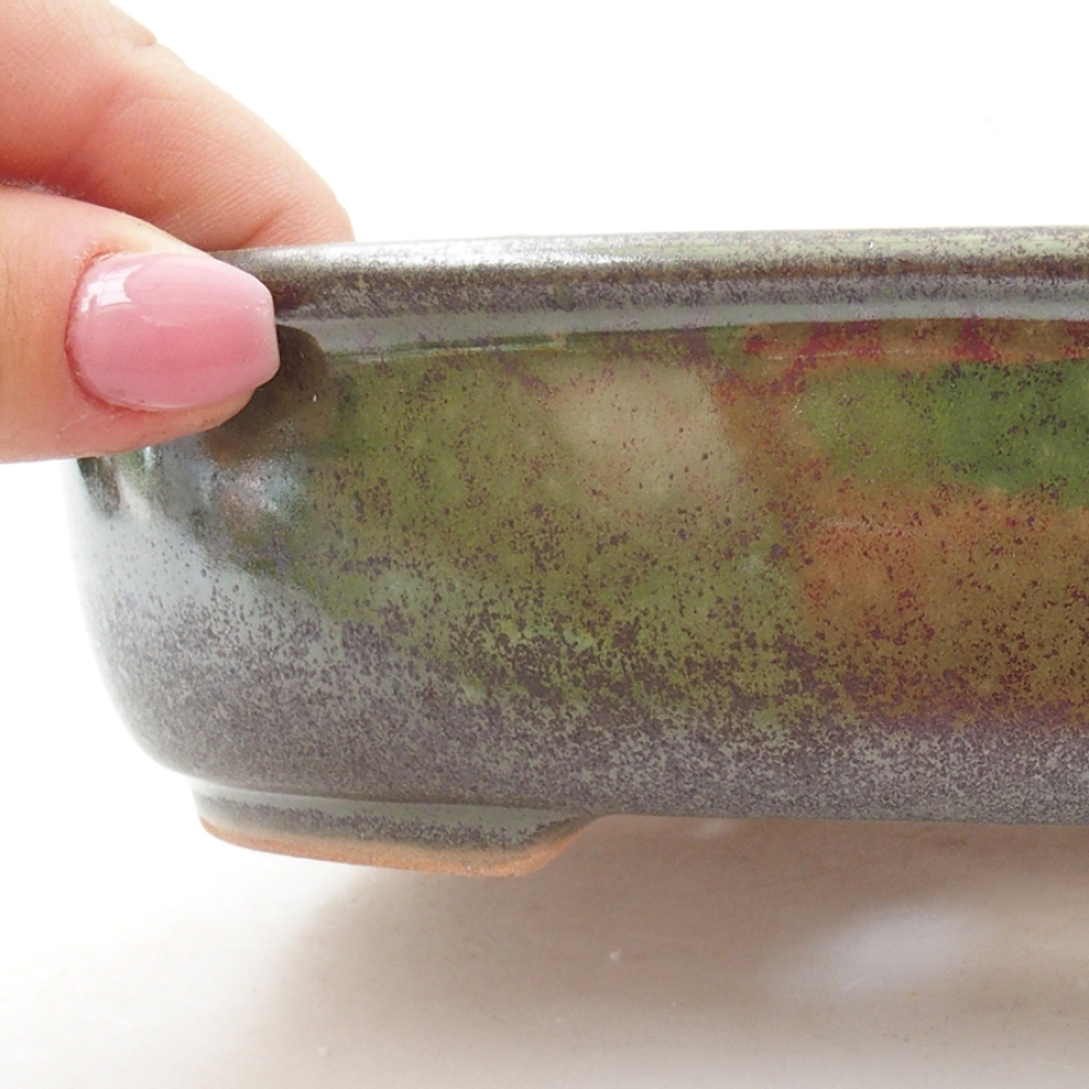 Keramická bonsai miska 18,5 x 14,5 x 5 cm, farba zelená