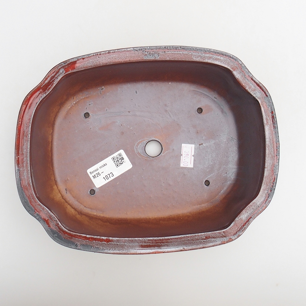 Keramická bonsajová miska 22 x 16,5 x 7 cm, farba červená