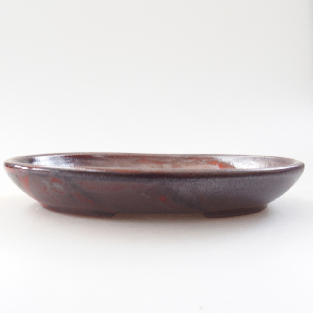 Keramická miska na bonsaje 15,5 x 11 x 2,5 cm, metalická červená