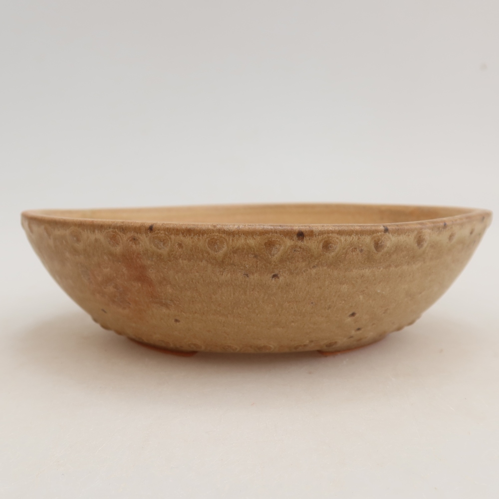 Keramická miska na bonsai 17,5 x 17,5 x 4,5 cm, farba béžová