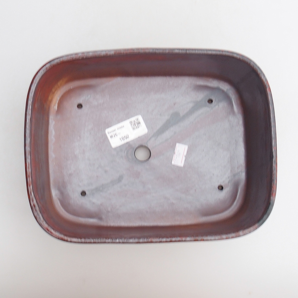 Keramická bonsajová miska 23 x 17 x 7,5 cm, farba červená