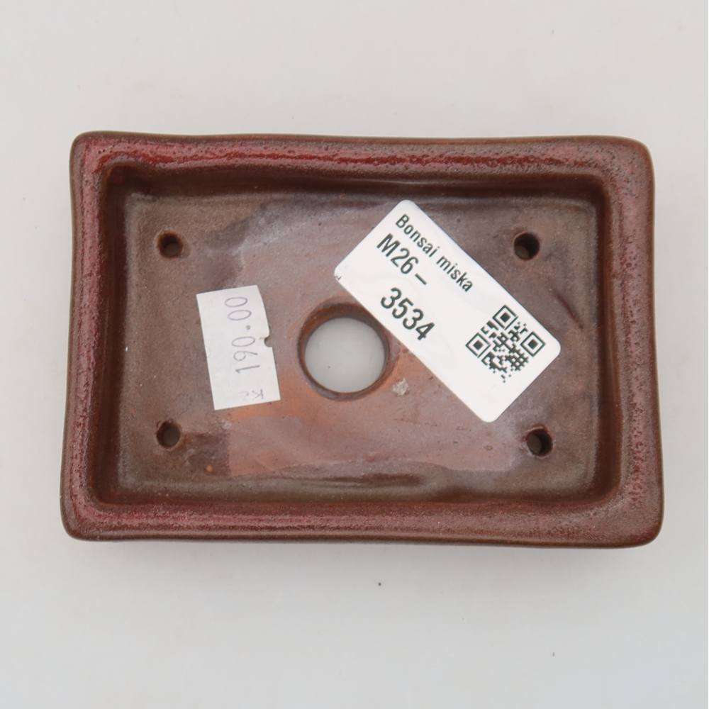 Keramická miska na bonsaje 10 x 7 x 2 cm, farba bordová