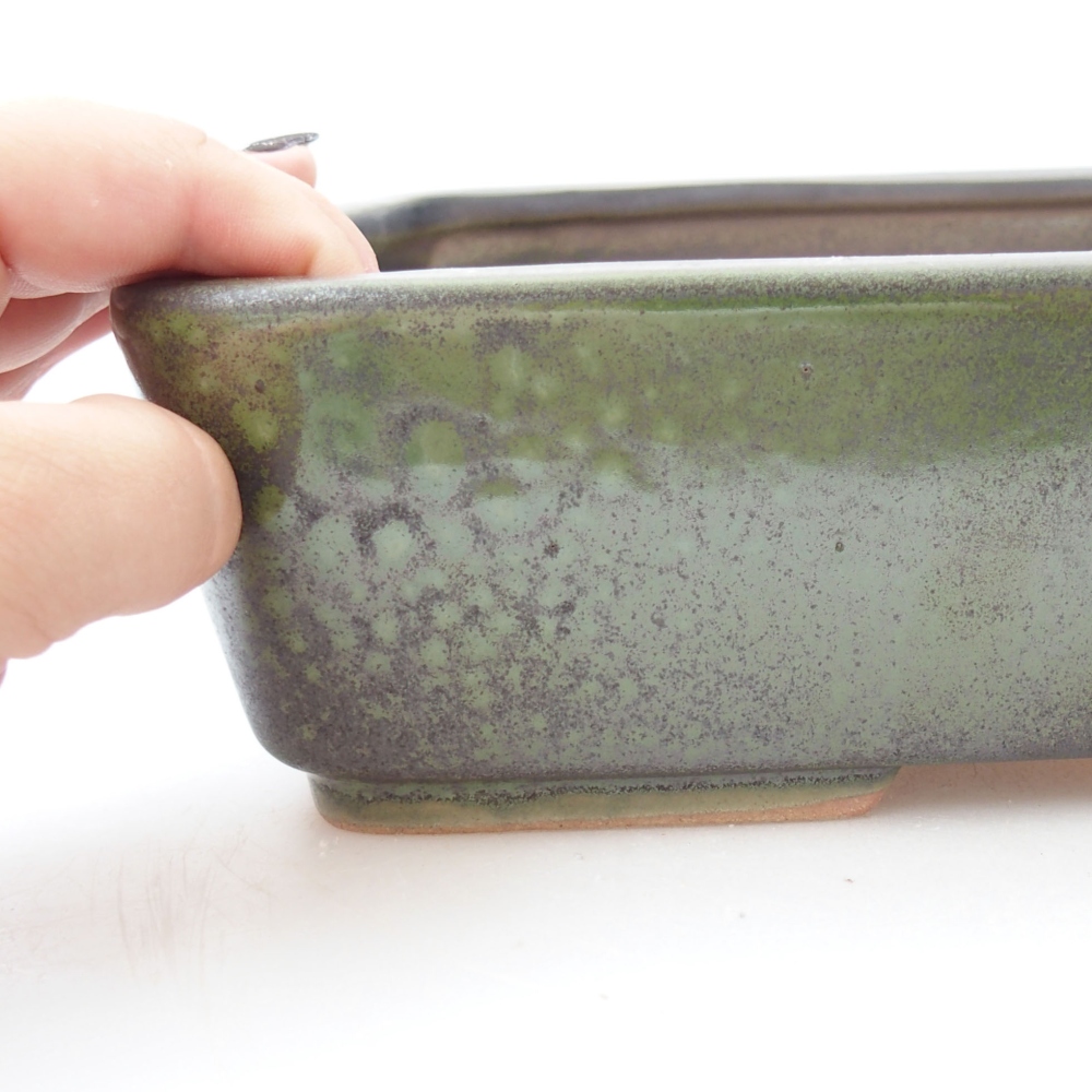 Keramická bonsai miska 26,5 x 20,5 x 6,5 cm, farba zelená