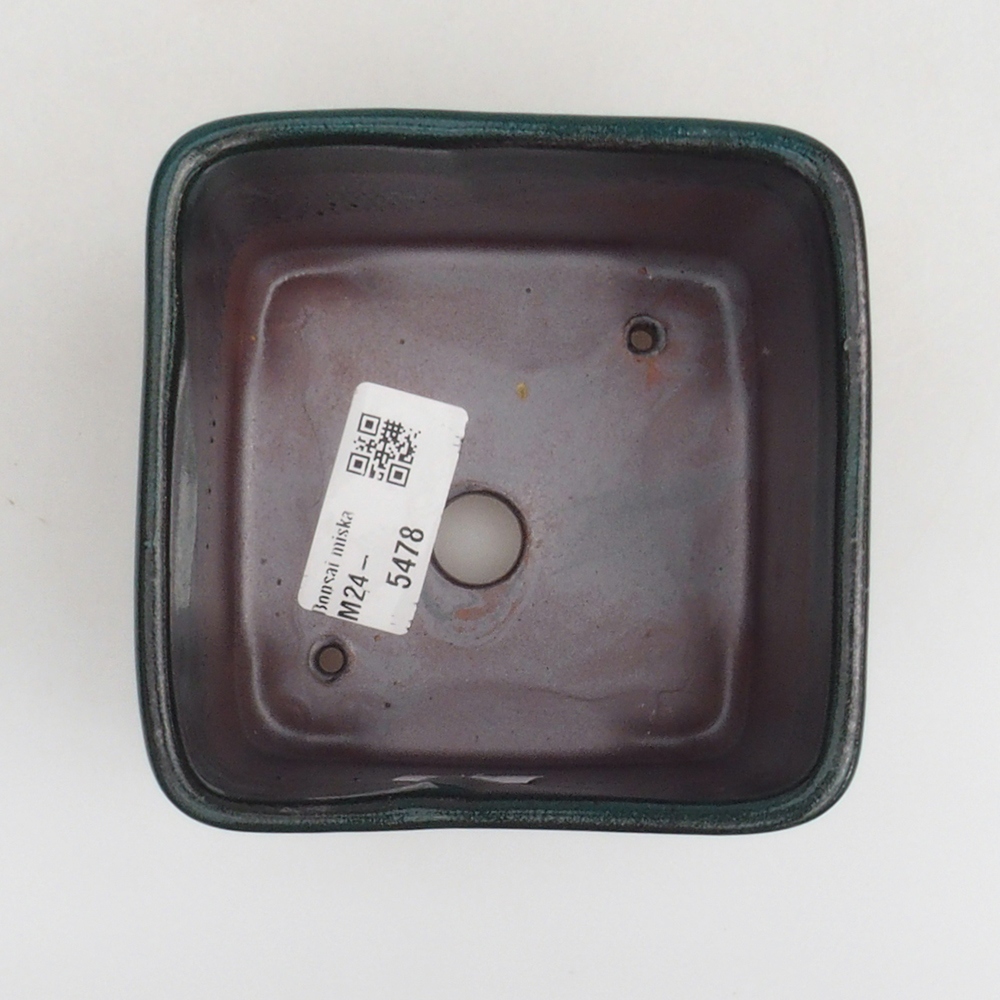 Keramická bonsai miska 10 x 10 x 8 cm, farba zelená