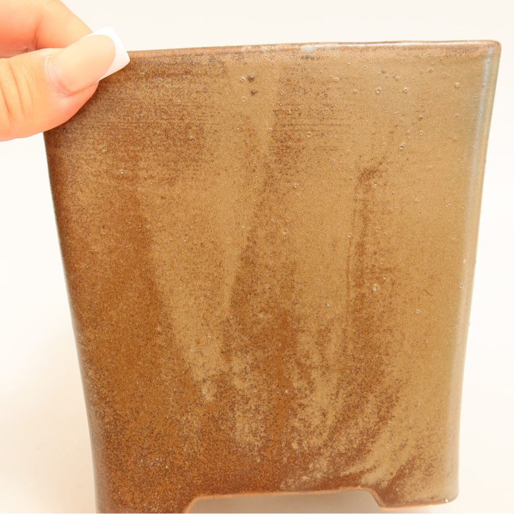 Keramická miska na bonsaje 13 x 13 x 13,5 cm, hnedá