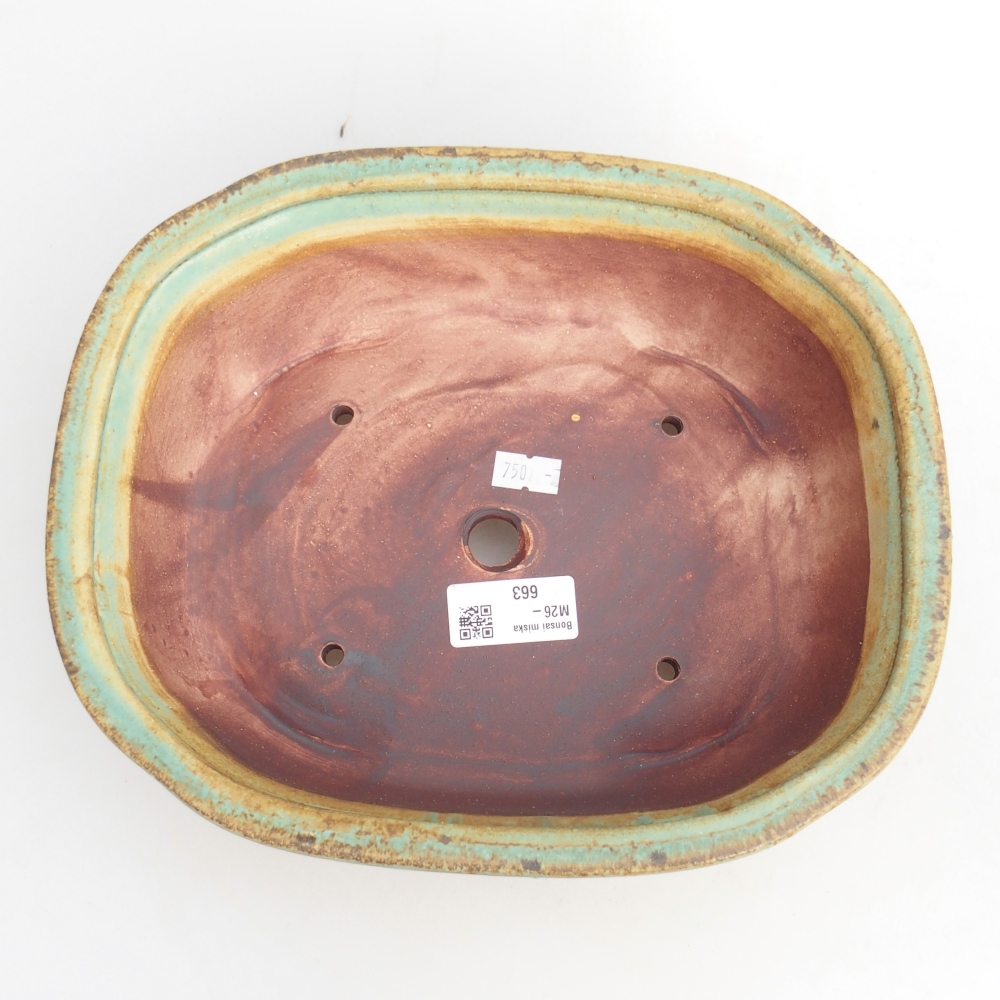 Keramická bonsajová miska 25,5 x 21,5 x 8 cm, zelená