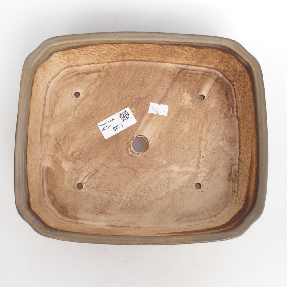 Keramická miska na bonsaje 25 x 21,5 x 6,5 cm, hnedá