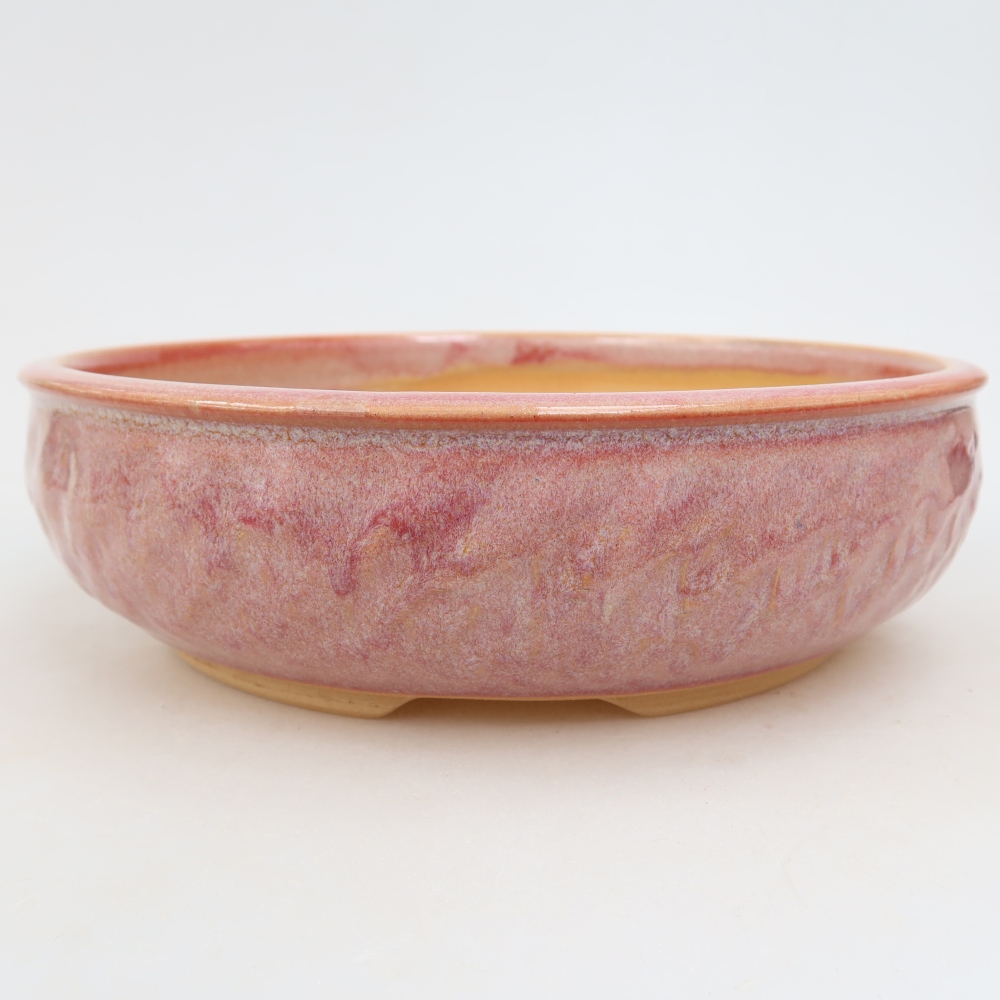 Keramická miska na bonsaje 21,5 x 21,5 x 6 cm, farba ružová