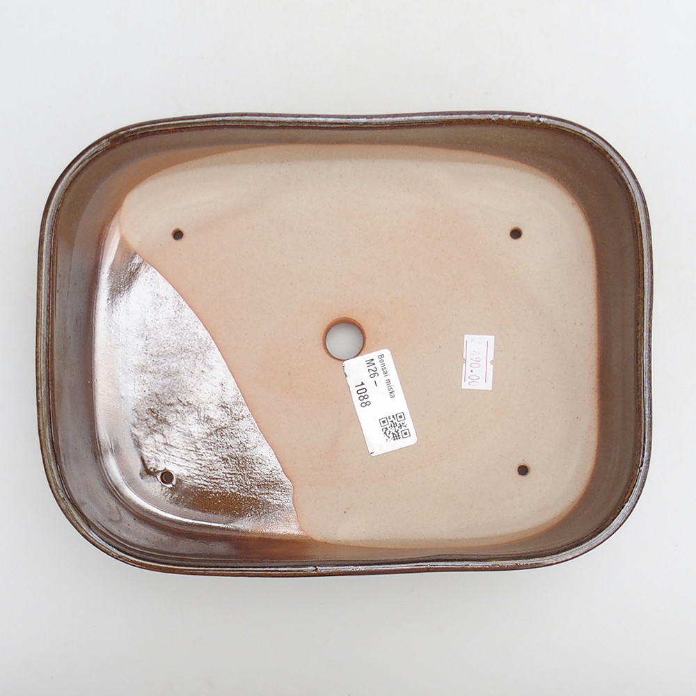 Keramická bonsajová miska 23 x 18,5 x 5,5 cm, farba hnedozelená