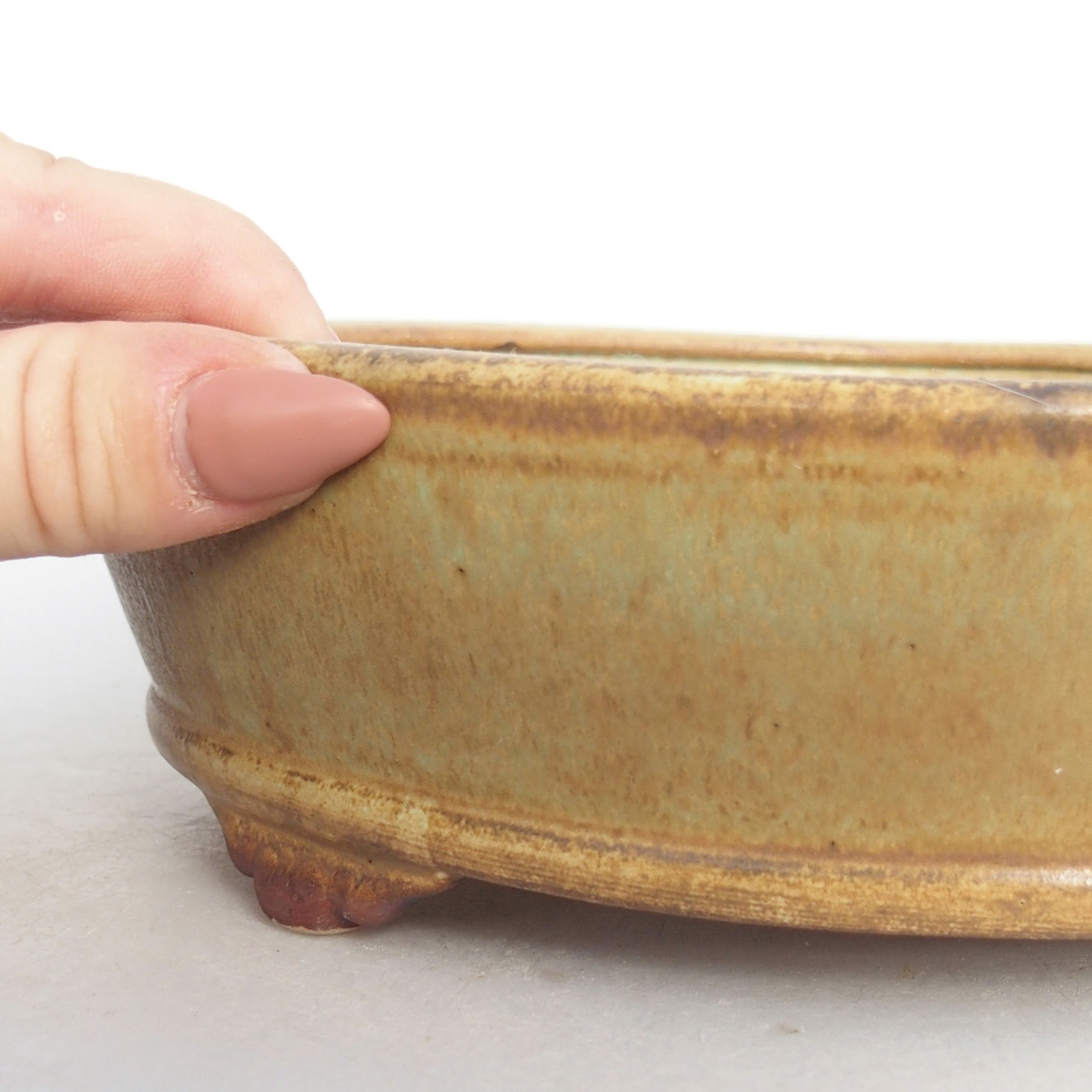 Keramická miska na bonsaje 21 x 21 x 6 cm, zelená