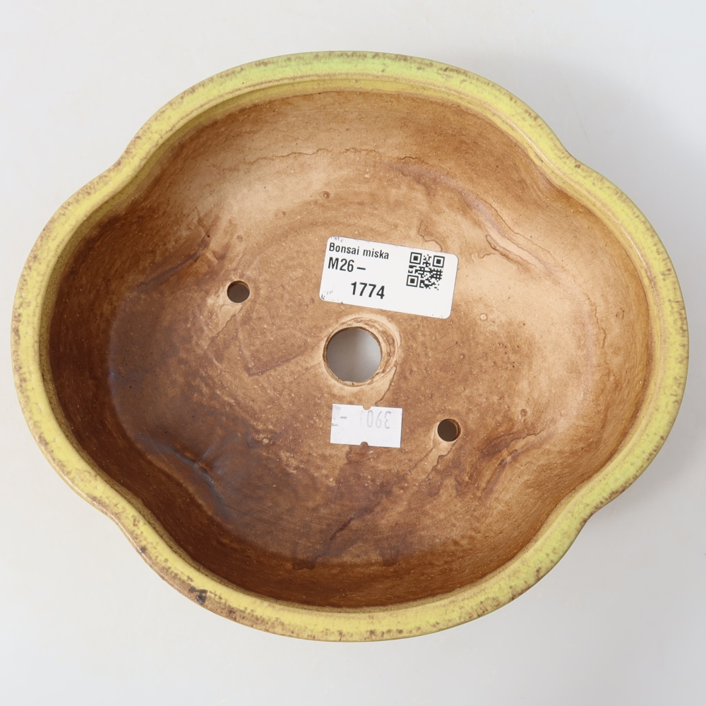 Keramická miska na bonsai 17,5 x 15,5 x 5,5 cm, farba žltá