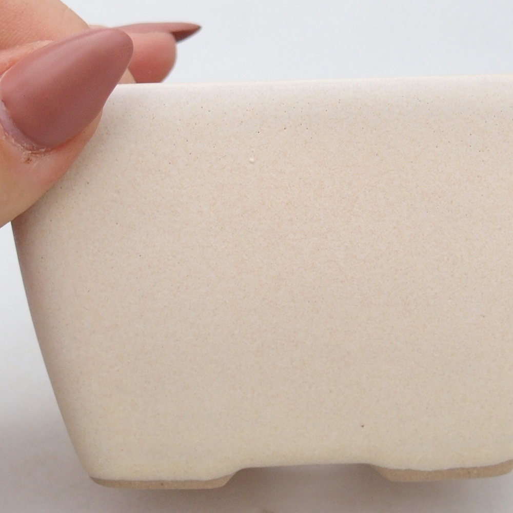 Keramická miska na bonsaje 8,5 x 8,5 x 6 cm, farba béžová