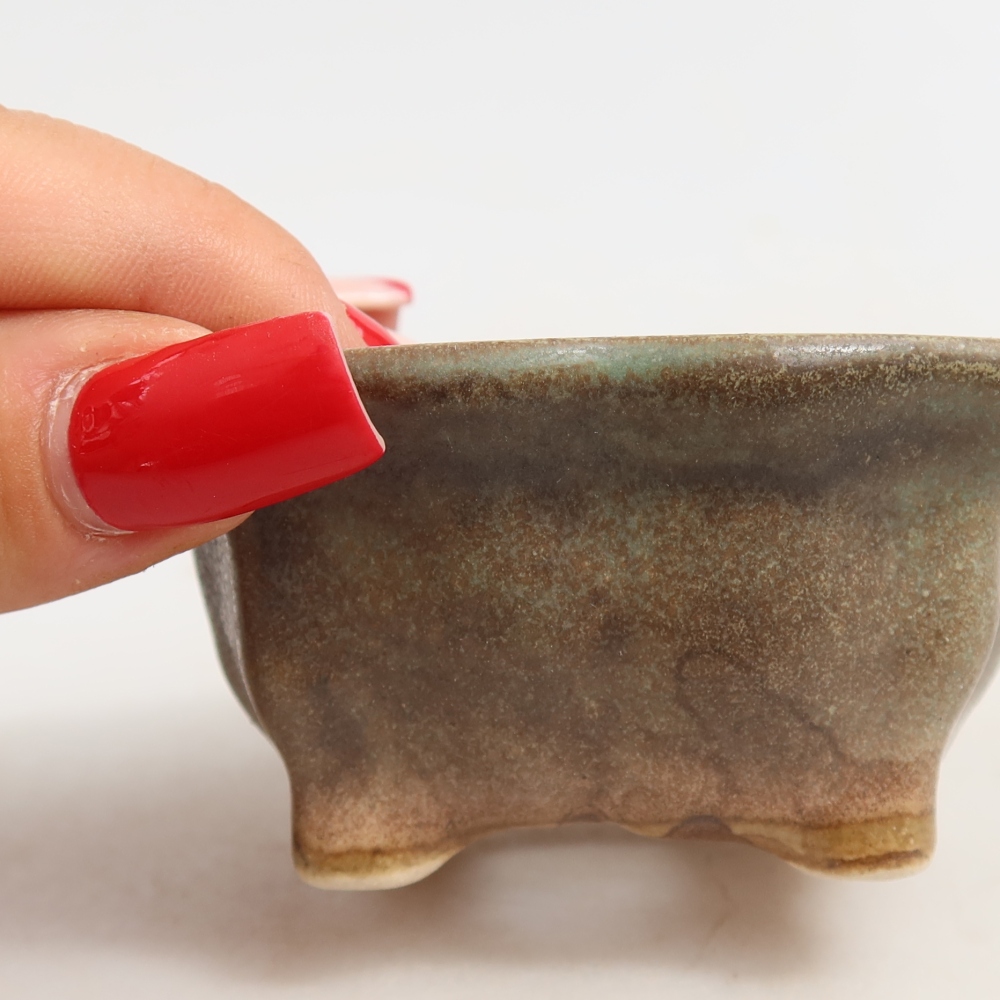 Keramická miska na bonsaje 7 x 7 x 3,5 cm, farba zelená
