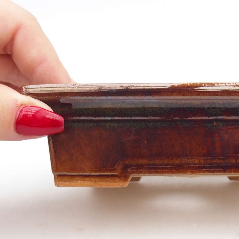 Keramická miska na bonsaje 13 x 10 x 4 cm, hnedá