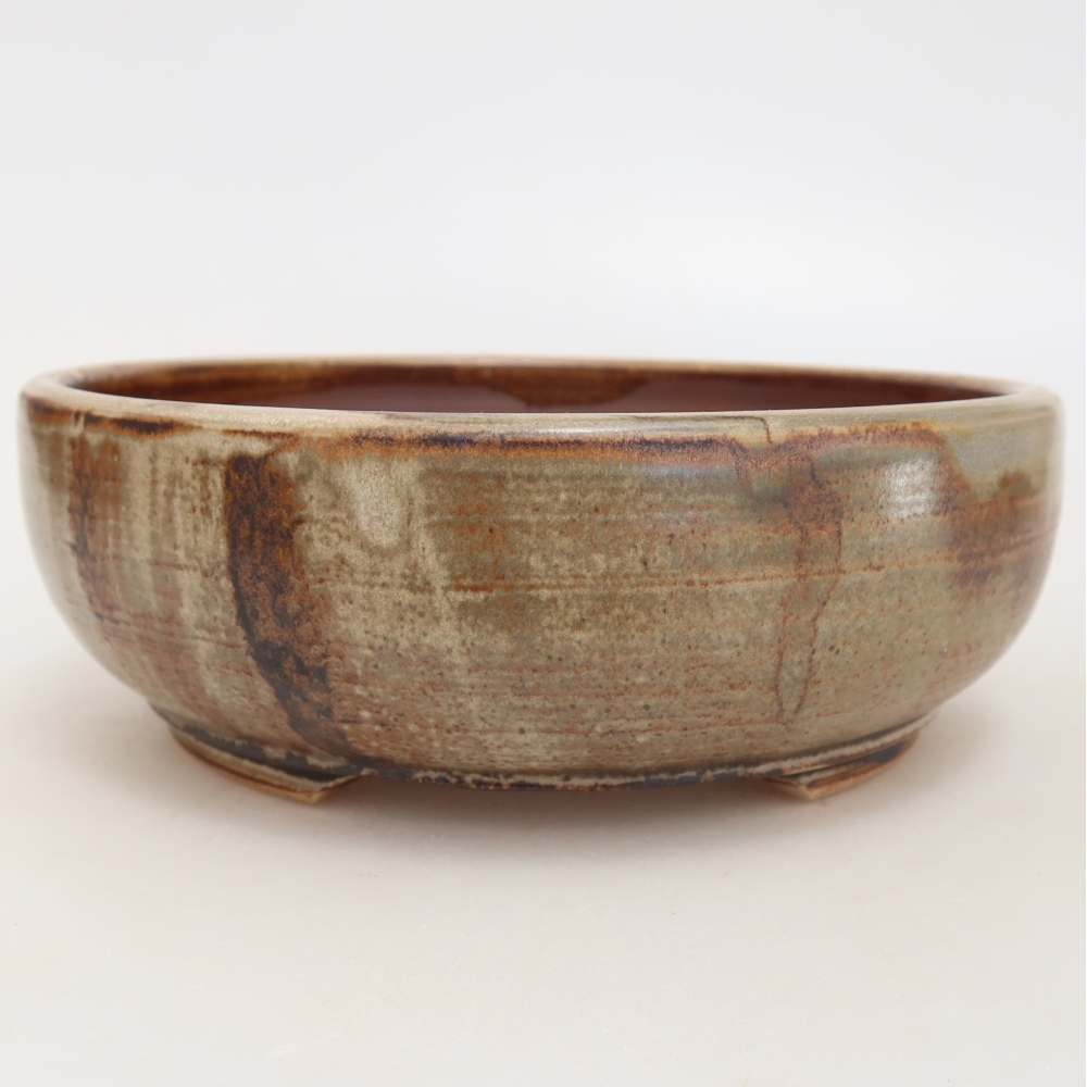 Keramická miska na bonsaje 17,5 x 17,5 x 6 cm, farba hnedá