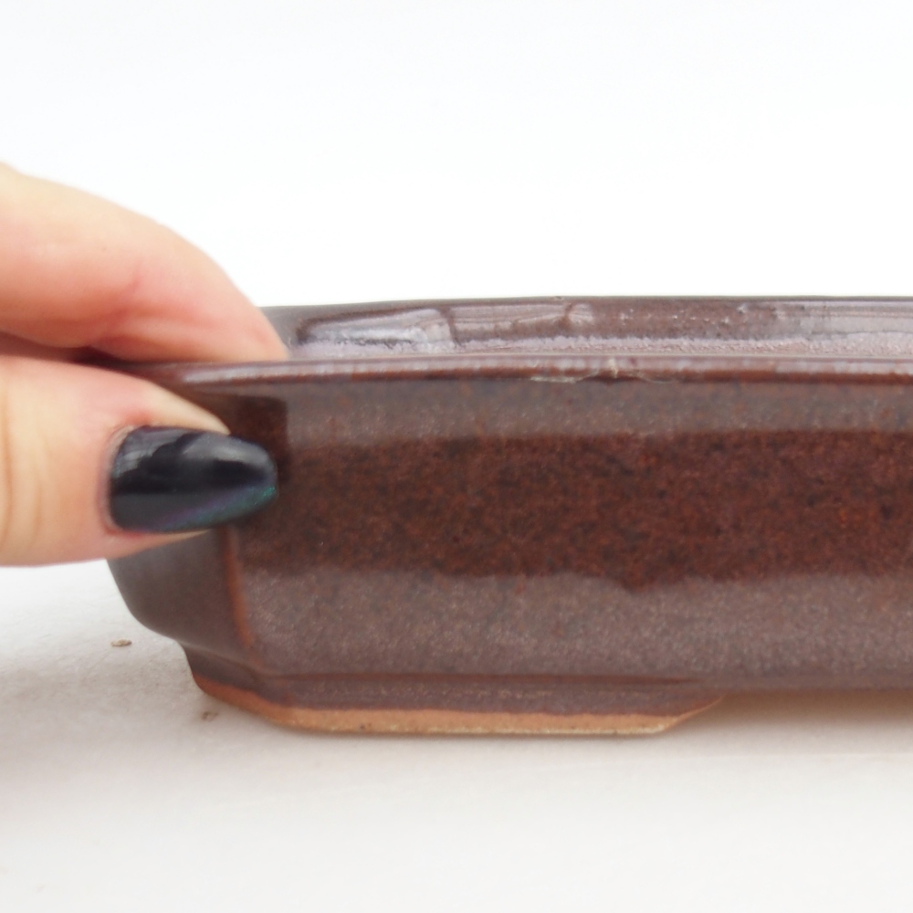 Keramická miska na bonsaje 18,5 x 13,5 x 4,5 cm, hnedá