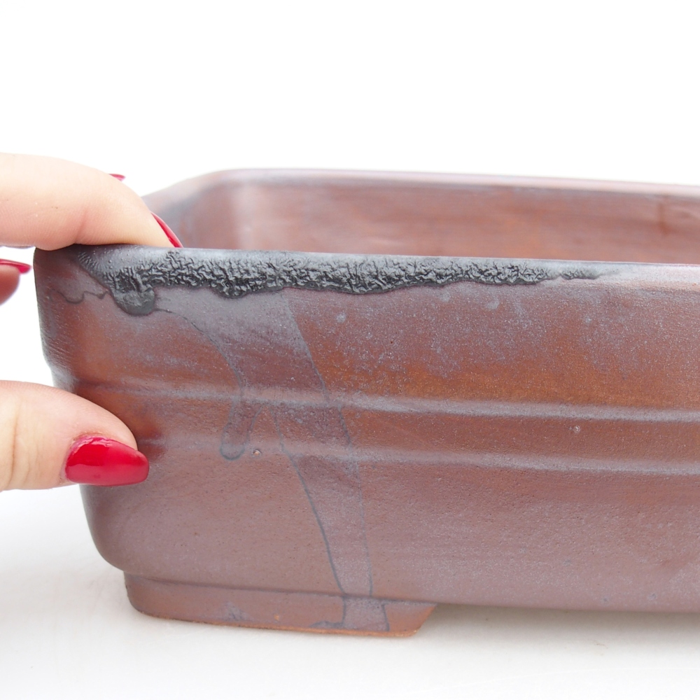 Keramická bonsajová miska 26,5 x 19,5 x 8 cm, farba kovu