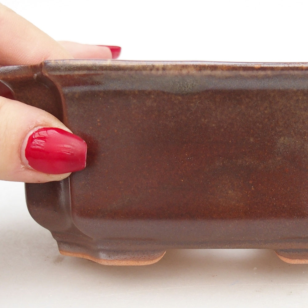 Keramická miska na bonsaje 12,5 x 9 x 5,5 cm, hnedá